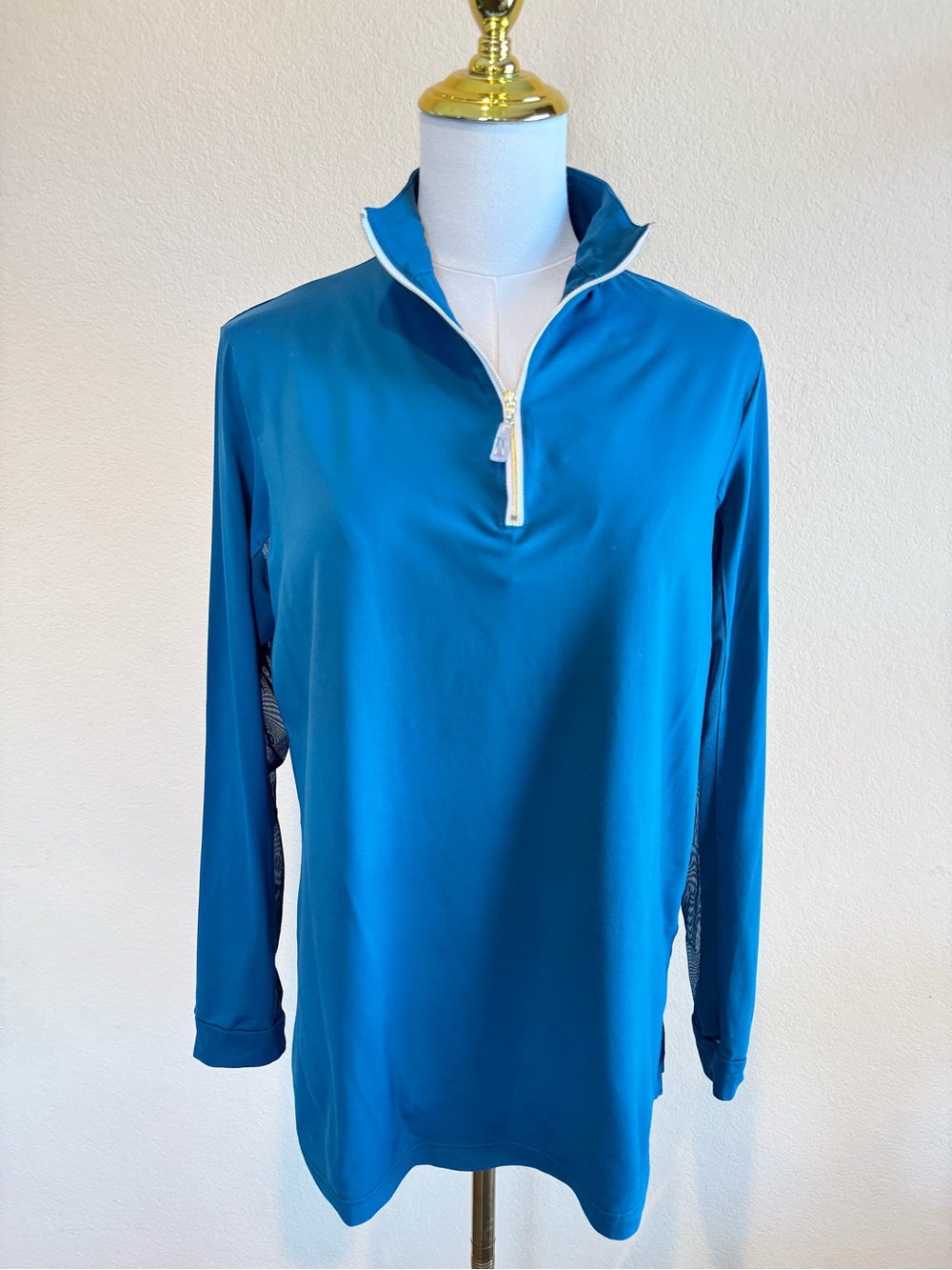 Tailored Sportsman Icefil 1/4 Zip Equestrian Riding Sun Shirt - Women’s L - Teal